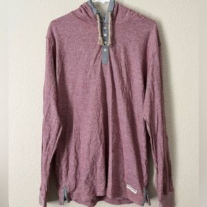 Random Access Pullover Hoodie Long Sleeve Sweater Rope String Henley 1/4 Button